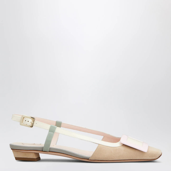 ROGER VIVIER - Belle Vivier slingback ballet flats in beige/cream/purple suede Brand Apparel &amp; Accessories 36 IT