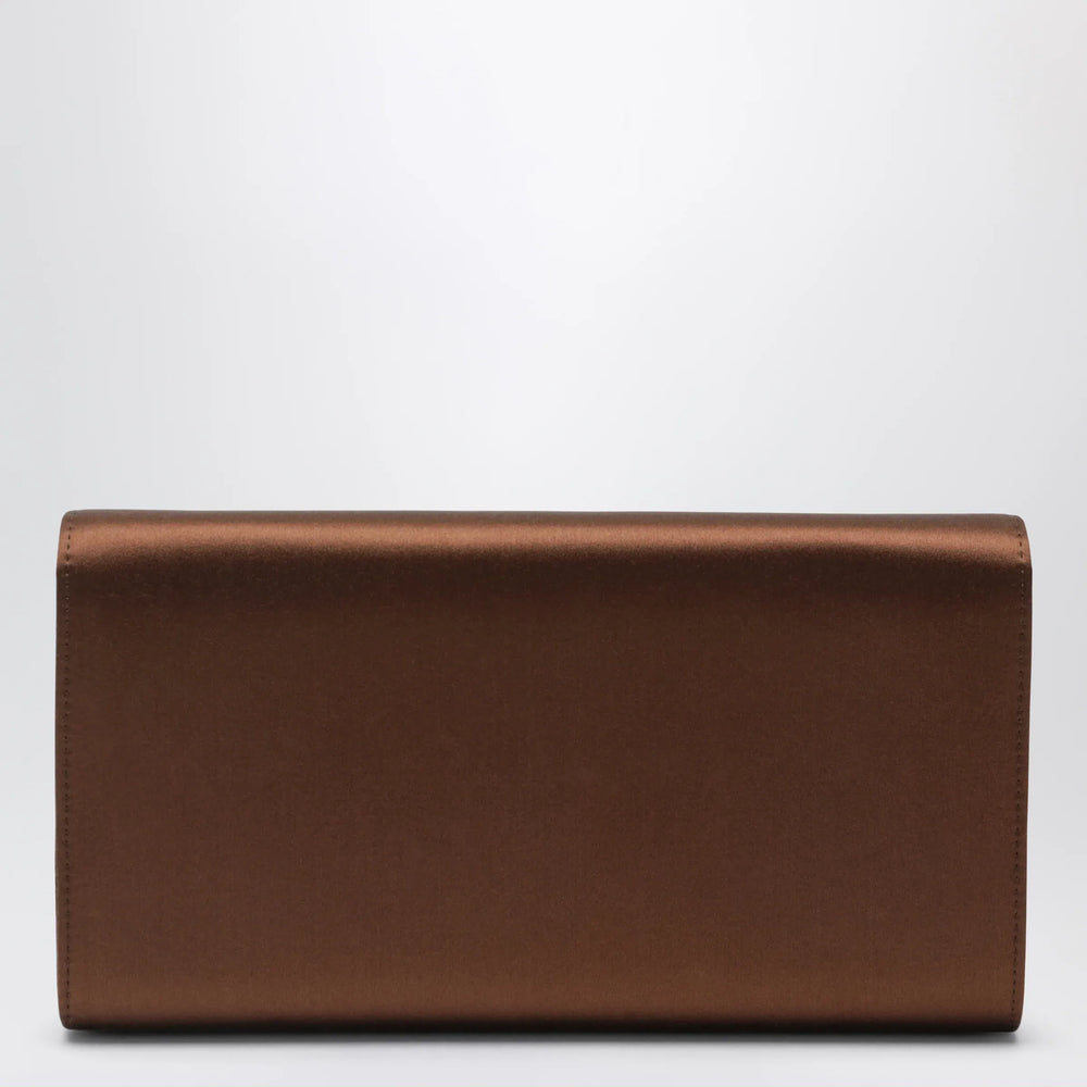 ROGER VIVIER - Efflorescence Clutch in satin Cacao Brand Apparel & Accessories U