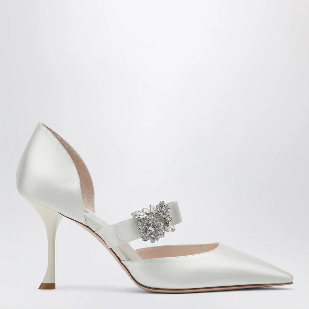 ROGER VIVIER - Mary Jane Dorsay Efflorescence in Light Blue Satin Brand Apparel &amp; Accessories 36 IT