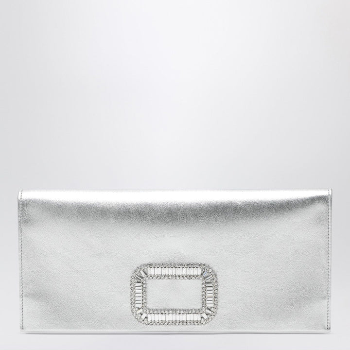 Apparel &amp; Accessories TU ROGER VIVIER - Mini Pilgrim silver leather pochette Brand