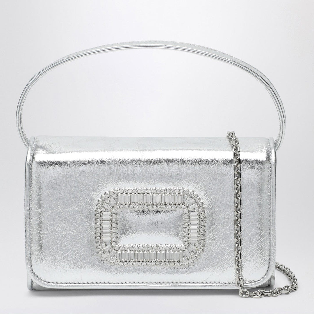 Apparel &amp; Accessories TU ROGER VIVIER - Silver leather Micro Pilgrim bag Brand