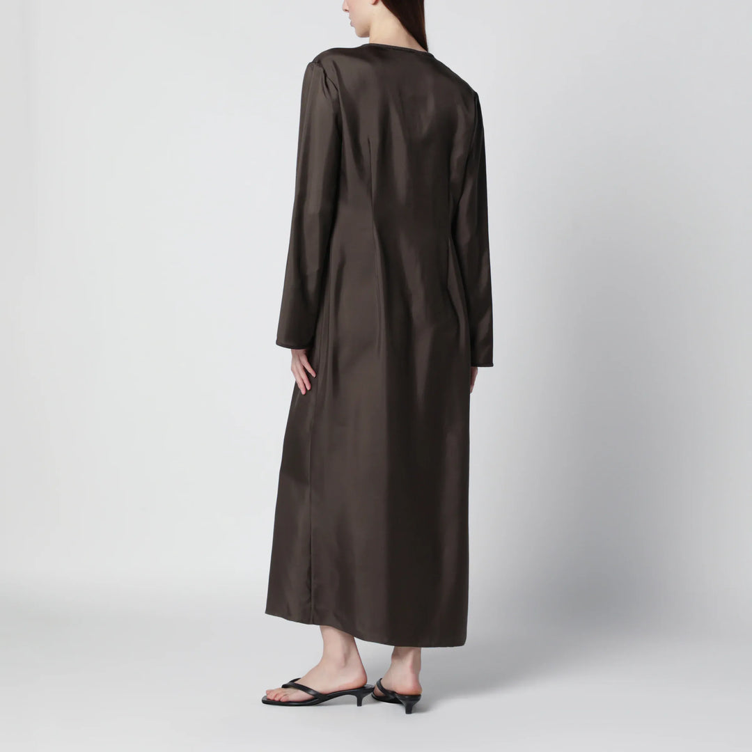 Róhe - Earth-tone silk dress with pankou closure Brand Apparel &amp; Accessories