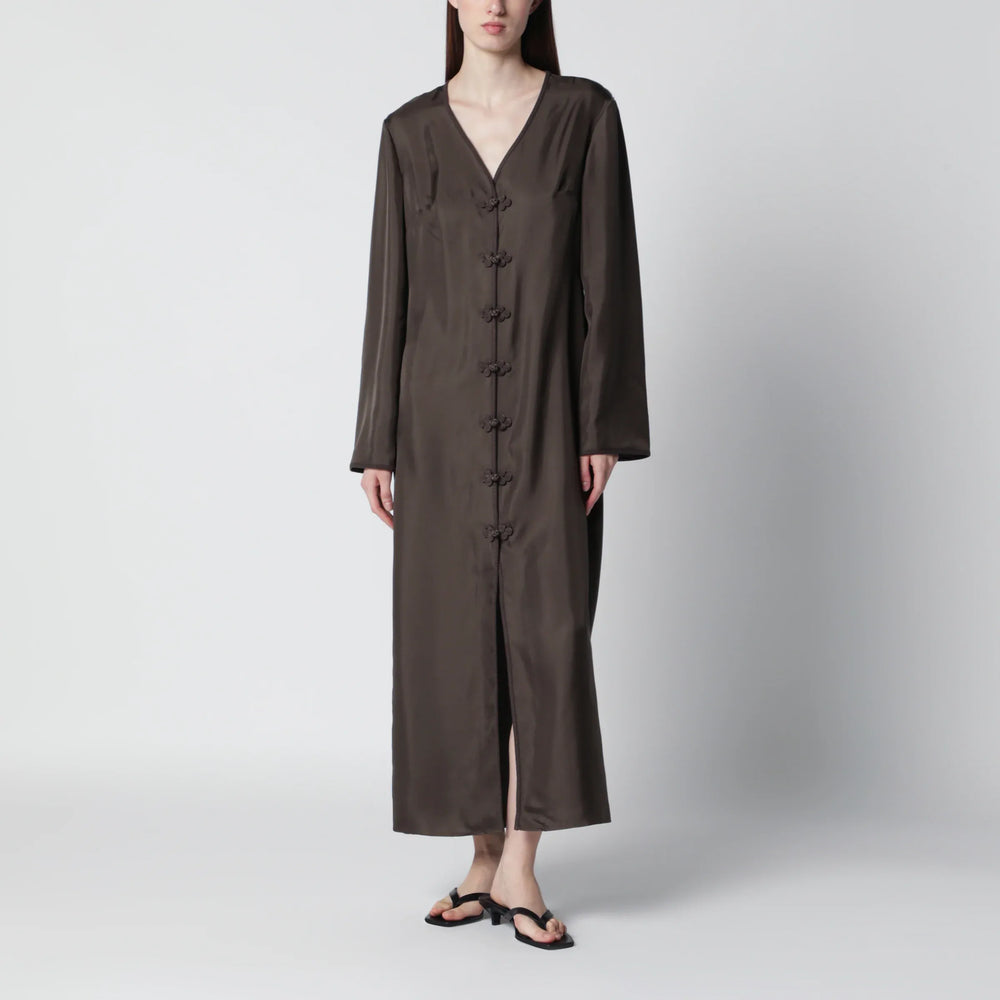 Róhe - Earth-tone silk dress with pankou closure Brand Apparel & Accessories 36  FR