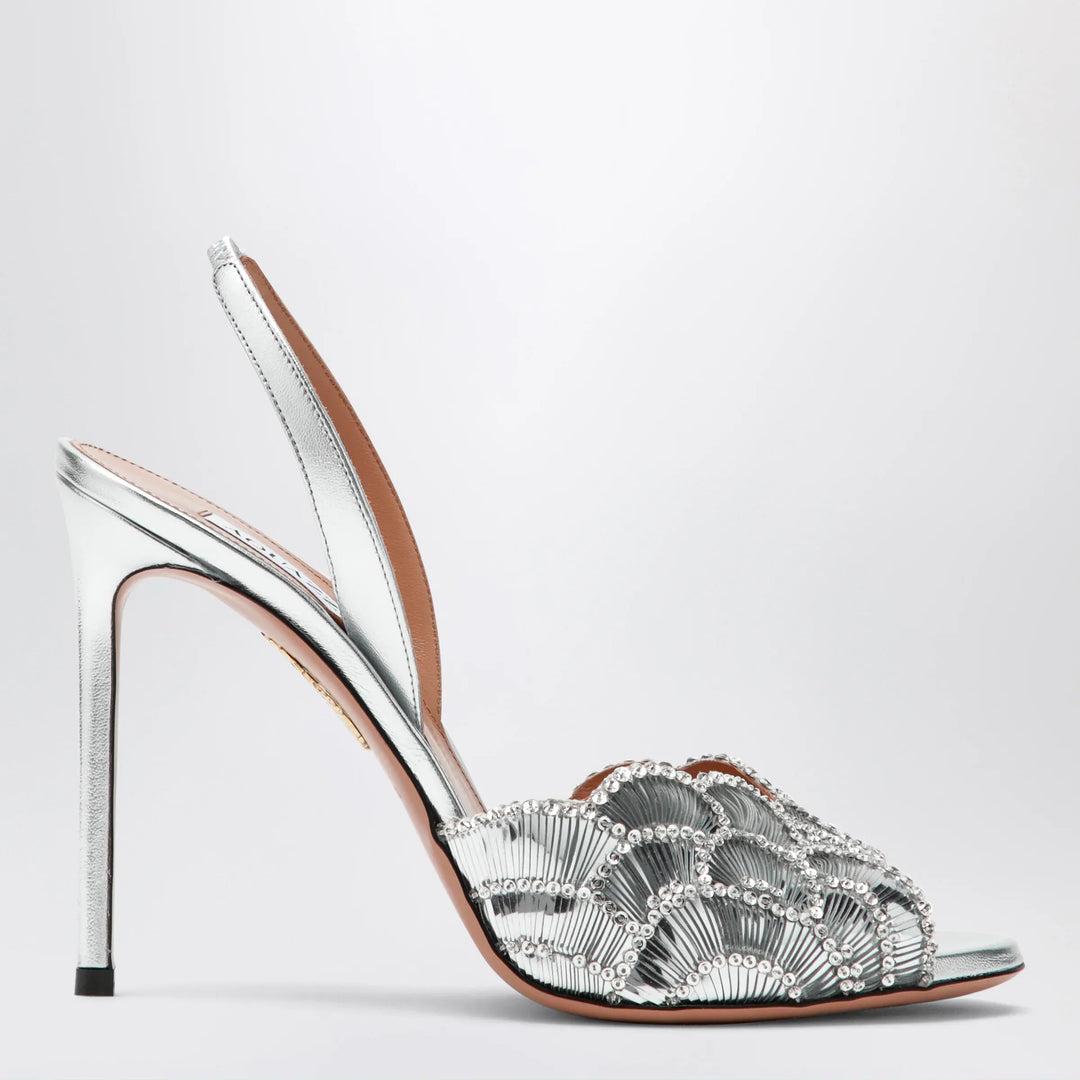 Aquazzura - Ce Soir silver sandals in nappa leather Brand Apparel & Accessories > Shoes 36,5 IT