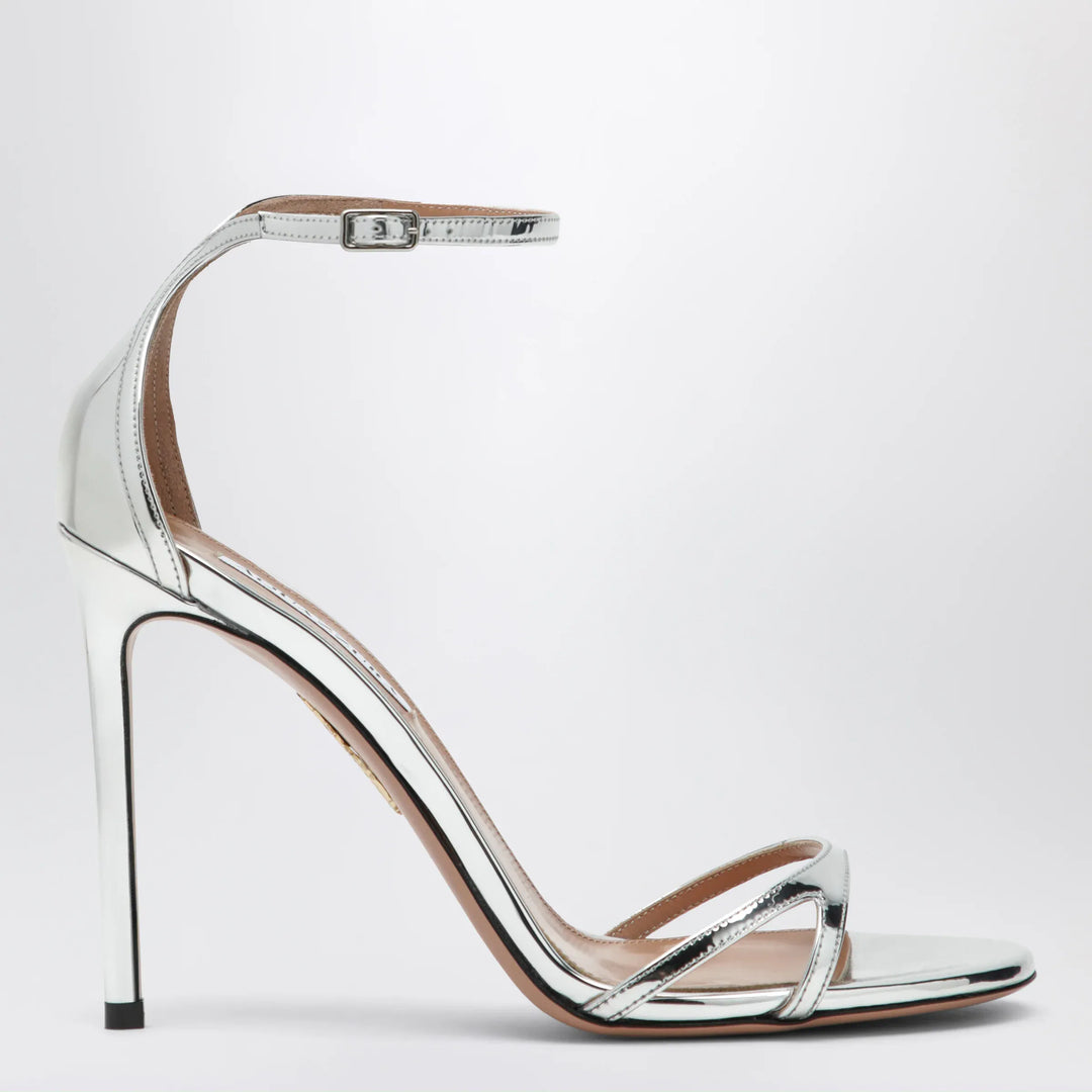 Aquazzura - Nuda 85 sandals in silver metallic leather Brand Apparel &amp; Accessories > Shoes