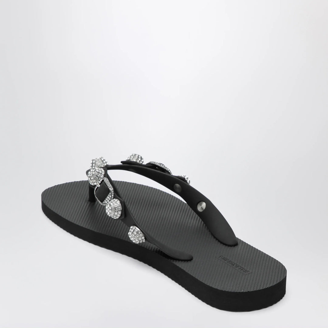 Balenciaga - Cagole crystal-studded rubber thong sandals, black Brand Apparel &amp; Accessories > Shoes 38 IT
