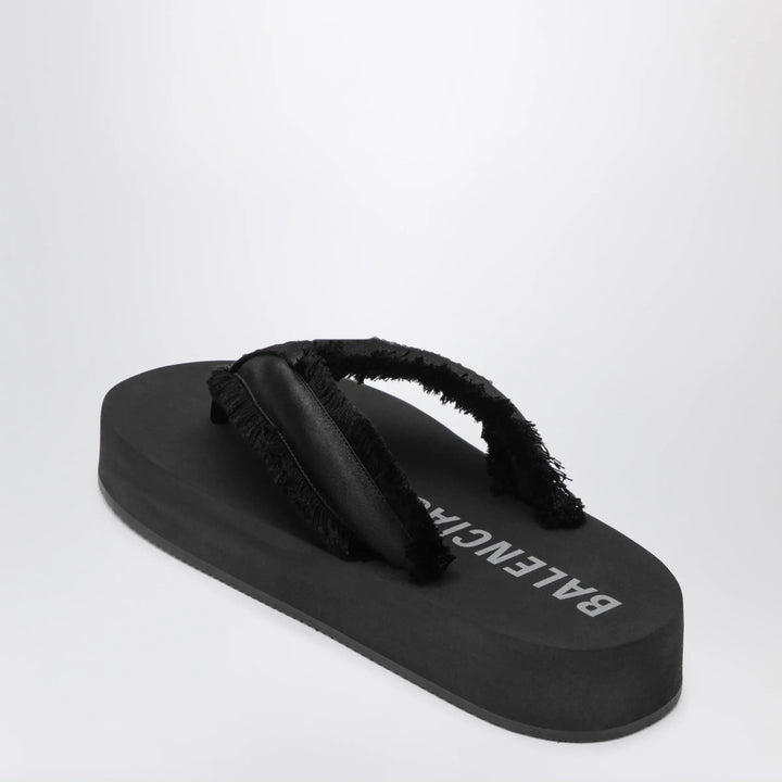Balenciaga - Jet Lag thong sandals in black satin Brand Apparel &amp; Accessories > Shoes