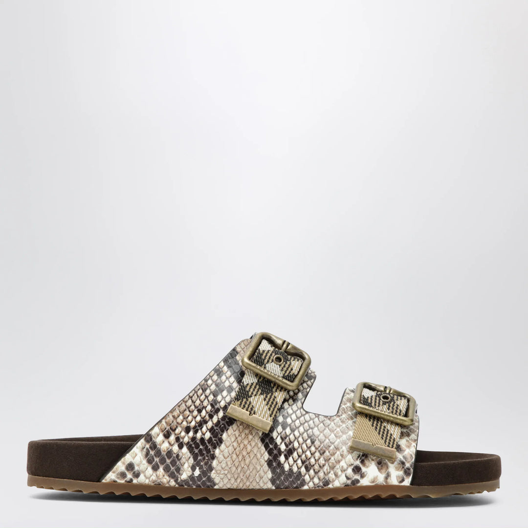 Burberry - Urchin sandals in leather with python print Brand Apparel &amp; Accessories > Shoes