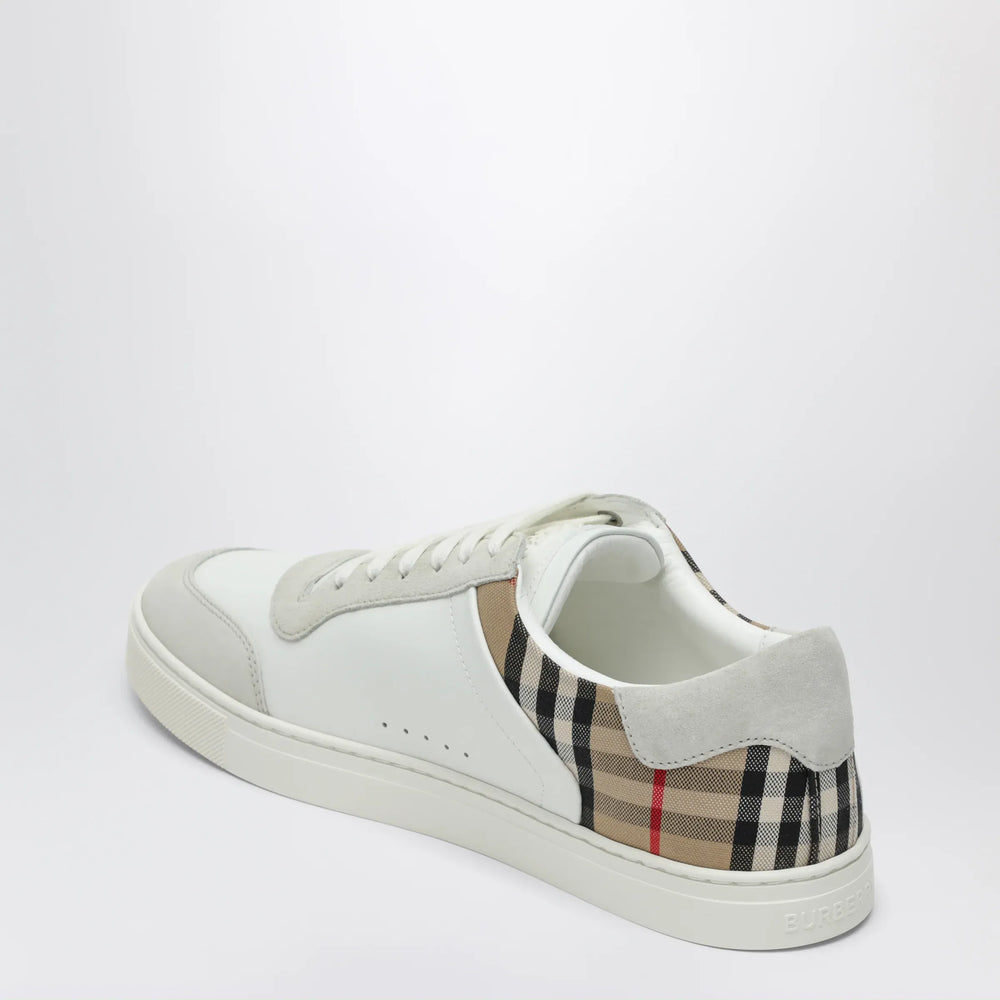 Burberry - White and Check leather sneakers Brand Apparel & Accessories > Shoes