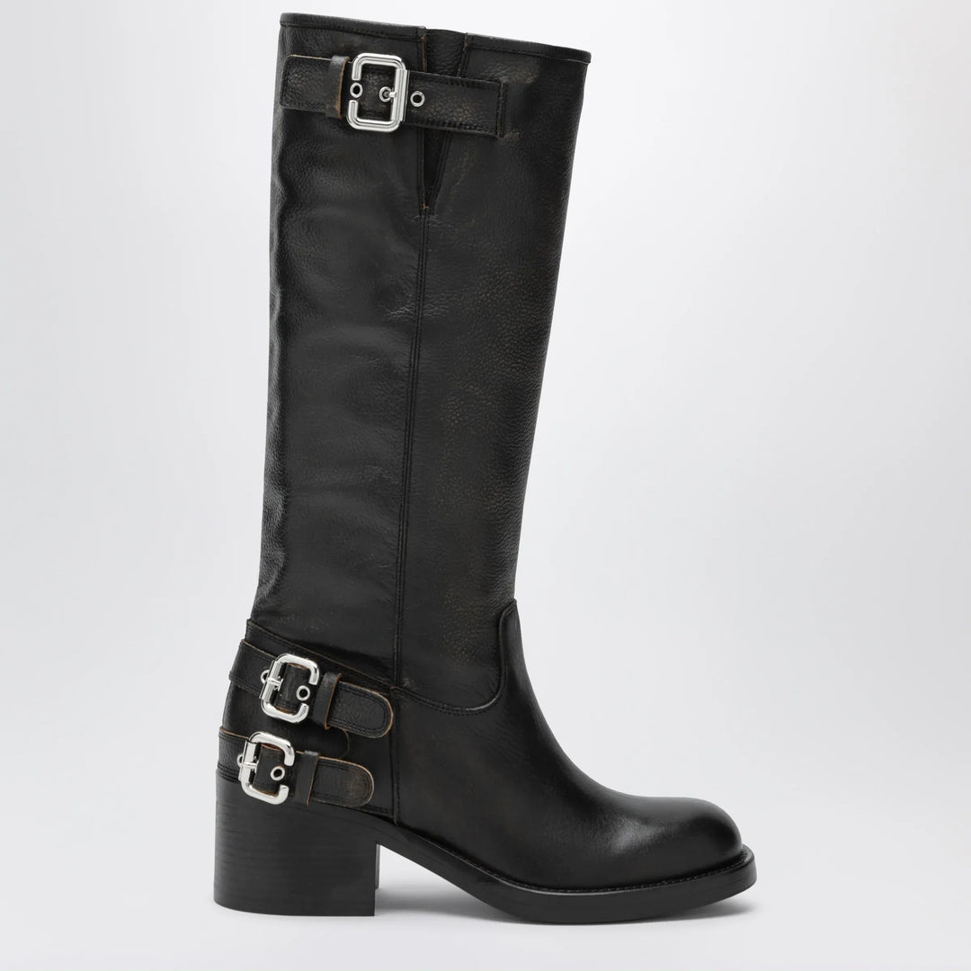 Chloé - Dakota knee-high biker boots in black leather Brand Apparel &amp; Accessories > Shoes