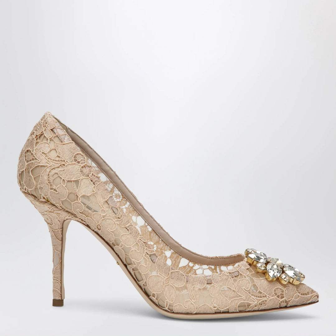 Dolce&amp;Gabbana - Bellucci pumps in Taormina lace with crystals, apricot Brand Apparel &amp; Accessories > Shoes 35,5 IT