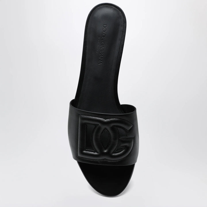 Dolce&amp;Gabbana - Black leather slides with DG logo Brand Apparel &amp; Accessories > Shoes