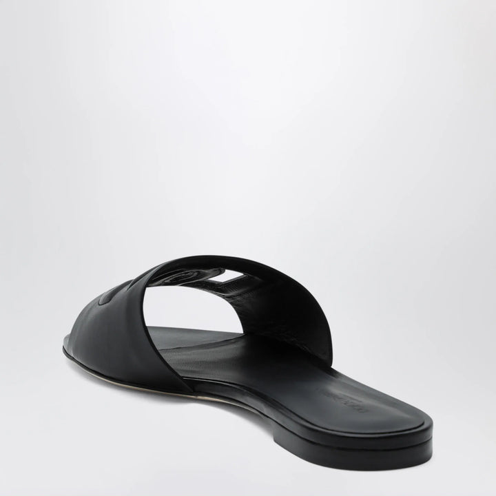 Dolce&amp;Gabbana - Black leather slides with DG logo Brand Apparel &amp; Accessories > Shoes