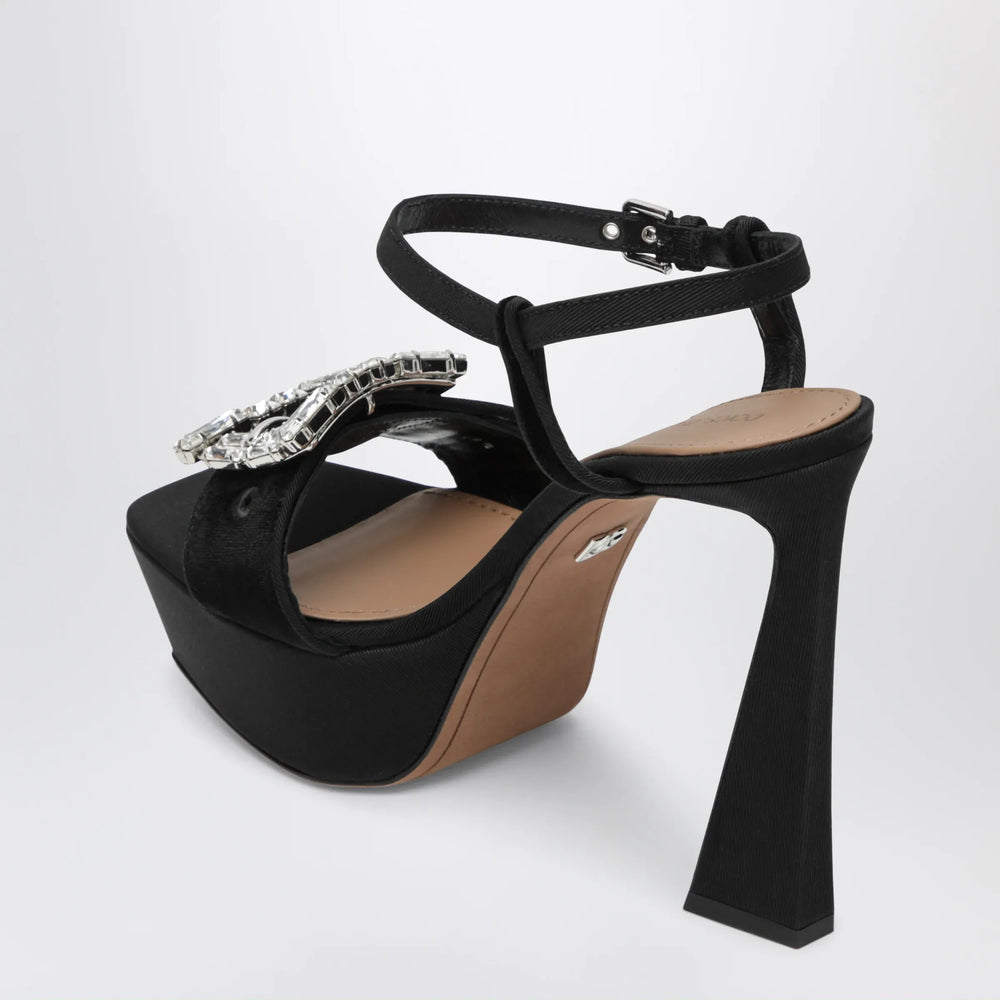 Dolce&Gabbana - Black velvet platform sandal with jeweled buckle Brand Apparel & Accessories > Shoes