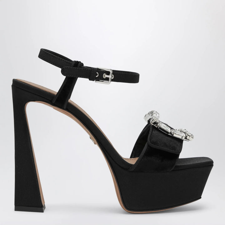 Dolce&amp;Gabbana - Black velvet platform sandal with jeweled buckle Brand Apparel &amp; Accessories > Shoes 38,5 IT