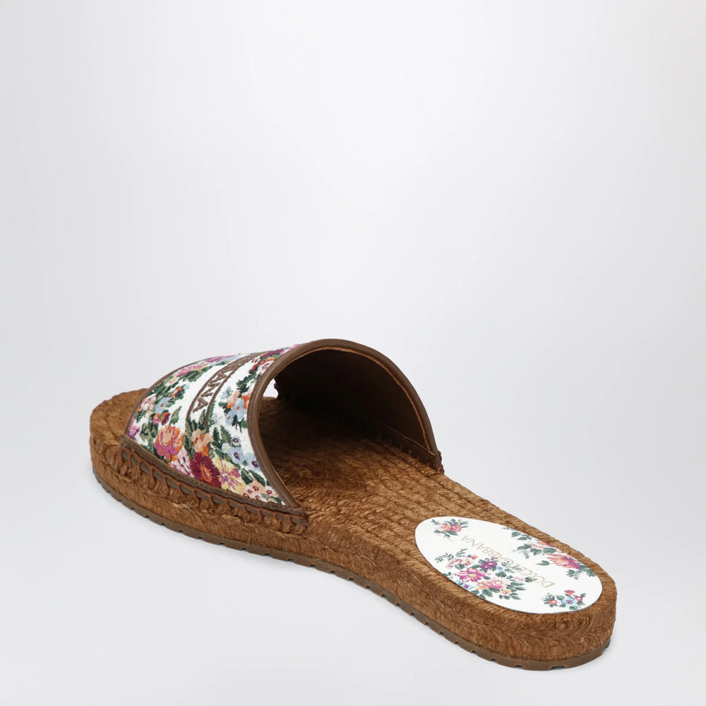 Dolce&Gabbana - Fabric espadrilles with embroidered flowers, white/multicolour Brand Apparel & Accessories > Shoes