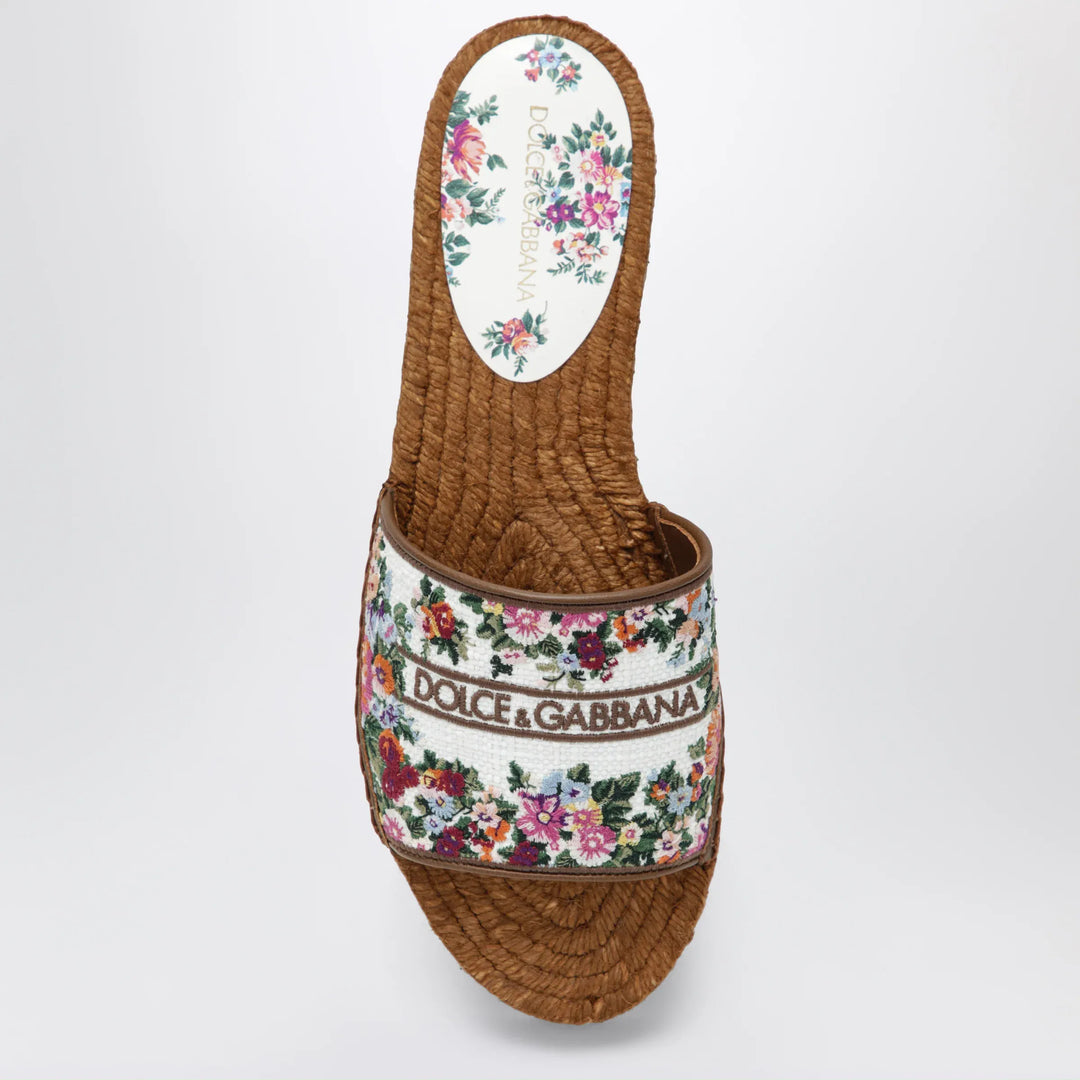 Dolce&amp;Gabbana - Fabric espadrilles with embroidered flowers, white/multicolour Brand Apparel &amp; Accessories > Shoes