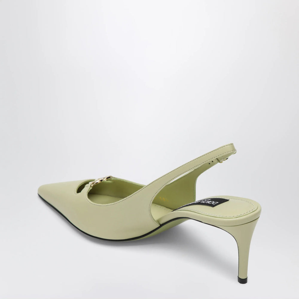 Dolce&Gabbana - Lollo slingback pumps in silk nappa, sage Brand Apparel & Accessories > Shoes