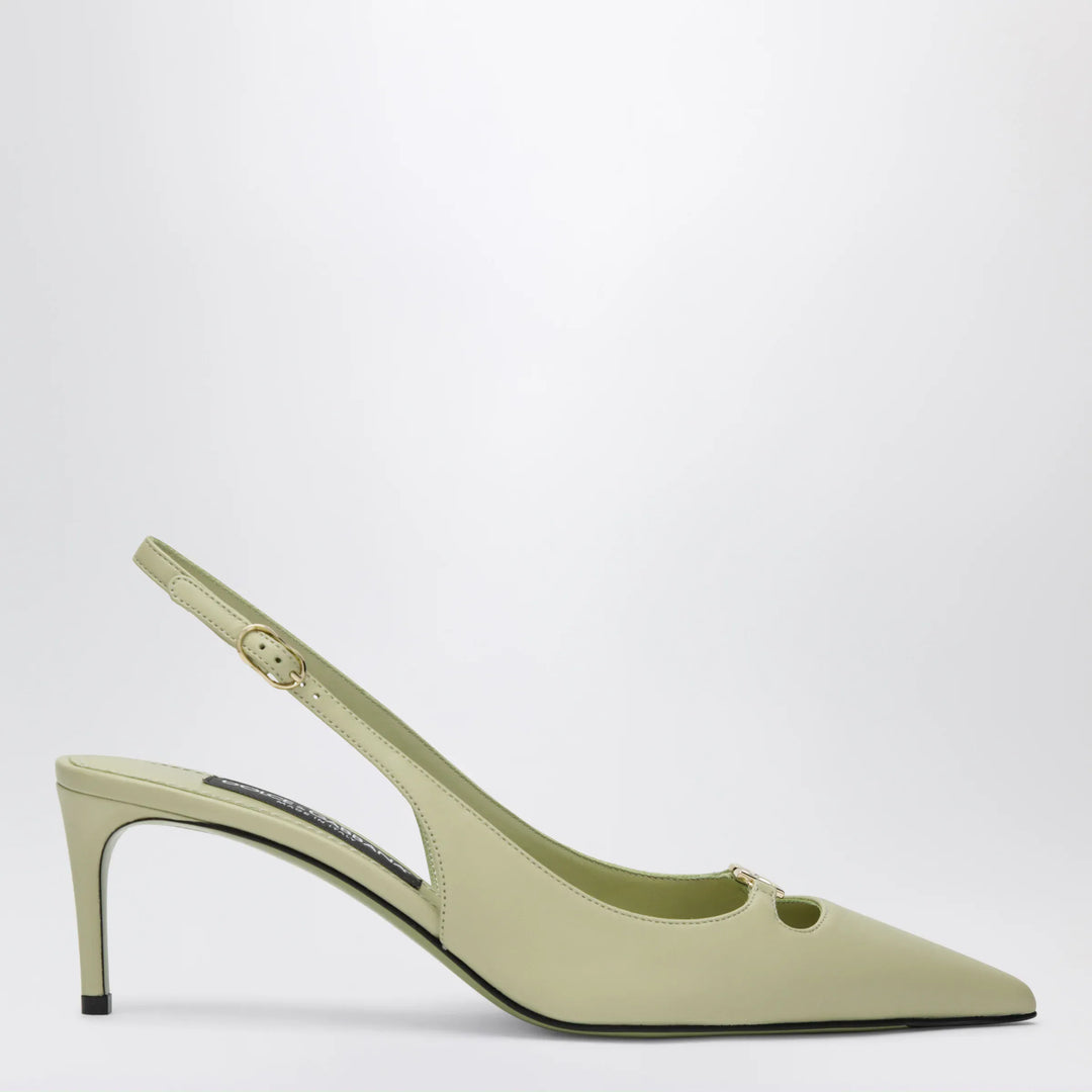 Dolce&amp;Gabbana - Lollo slingback pumps in silk nappa, sage Brand Apparel &amp; Accessories > Shoes 37,5 IT