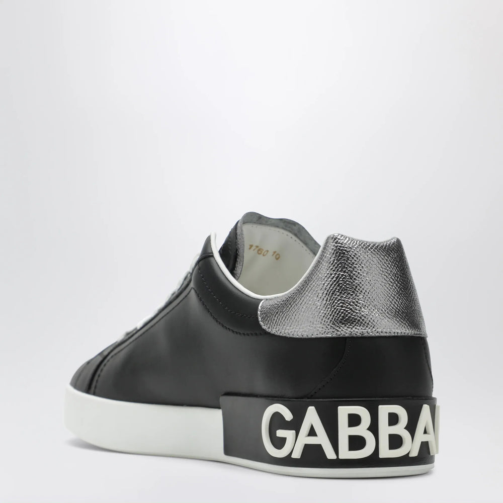 Dolce&Gabbana - Portofino classic leather sneakers in black and silver Brand Apparel & Accessories > Shoes 44 IT