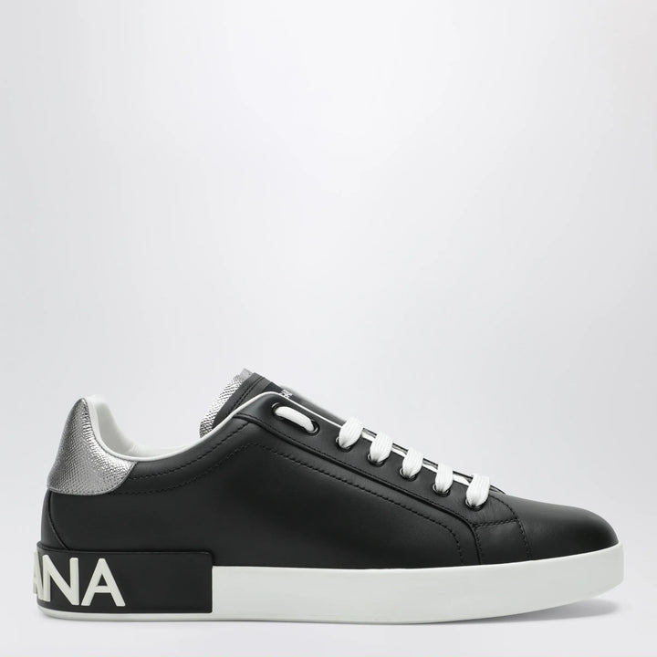Dolce&amp;Gabbana - Portofino classic leather sneakers in black and silver Brand Apparel &amp; Accessories > Shoes 44 IT