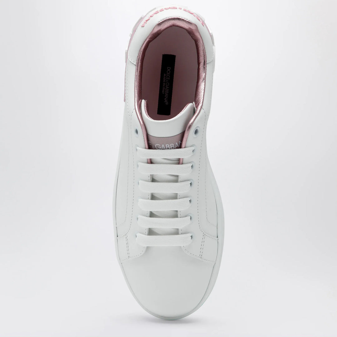 Dolce&amp;Gabbana - Portofino white/pink leather sneakers Brand Apparel &amp; Accessories > Shoes
