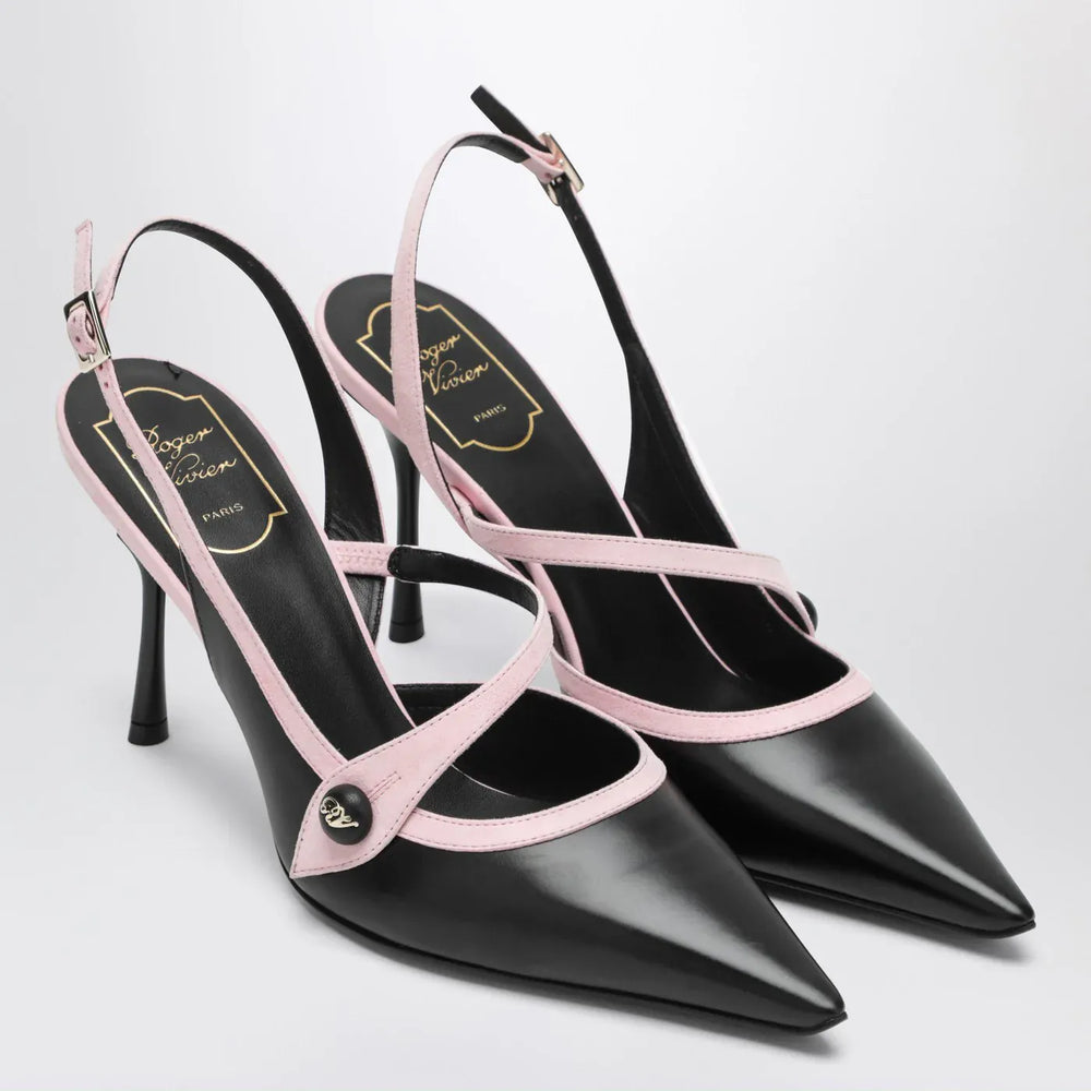 ROGER VIVIER - Black/pink Vivier slingback pumps Brand Apparel & Accessories > Shoes