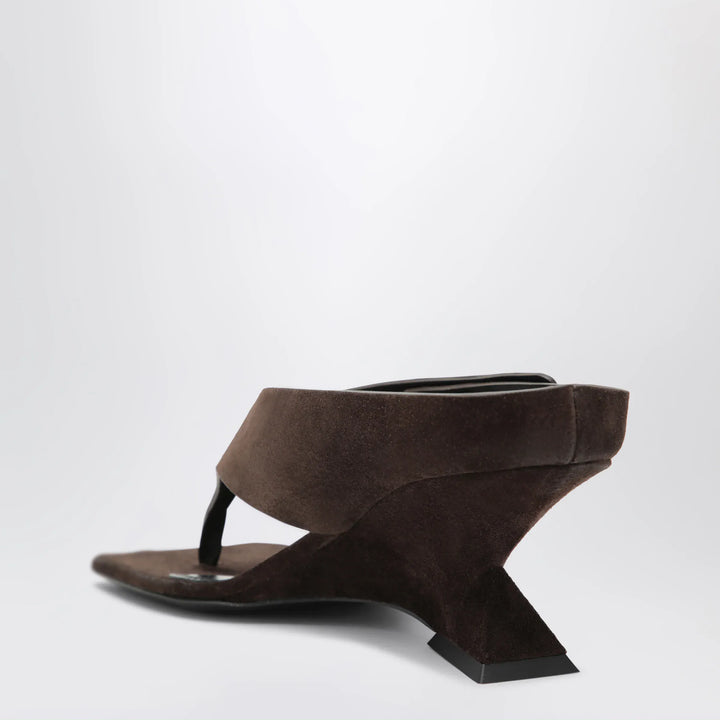 The Attico - Cheope suede thong sandals in dark brown Brand Apparel &amp; Accessories > Shoes