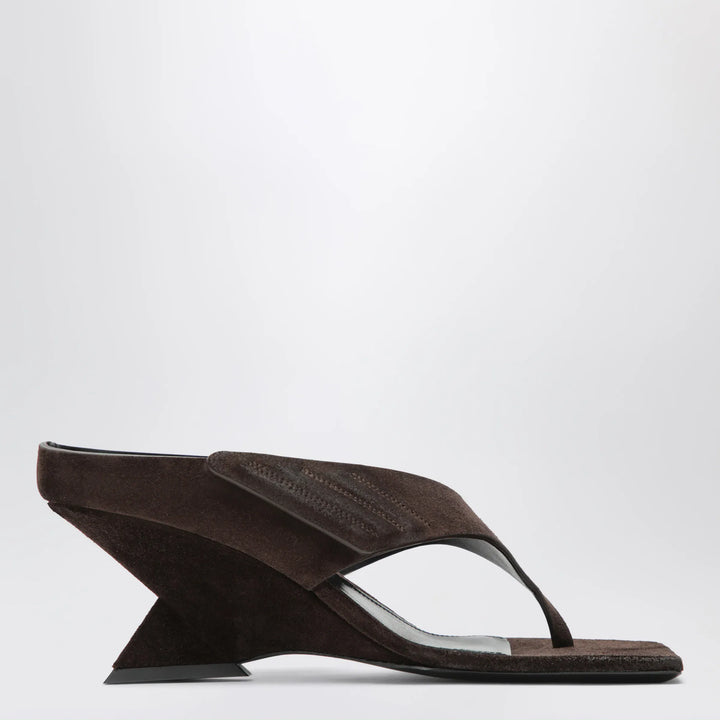 The Attico - Cheope suede thong sandals in dark brown Brand Apparel &amp; Accessories > Shoes 37 IT
