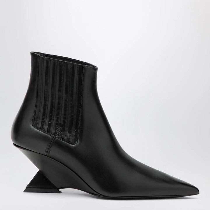 The Attico - Cheope wedge-heel ankle boots in black calfskin Brand Apparel &amp; Accessories > Shoes