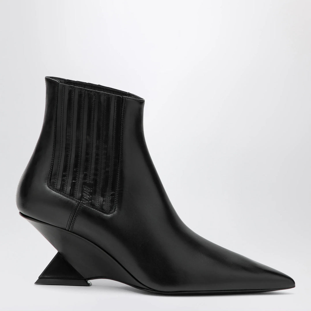 The Attico - Cheope wedge-heel ankle boots in black calfskin Brand Apparel &amp; Accessories > Shoes 36 IT