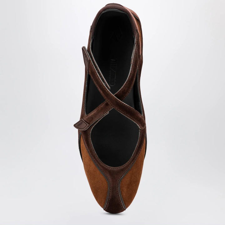 The Attico - Floor 01 suede ballerina-sneaker flats in brown Brand Apparel &amp; Accessories > Shoes