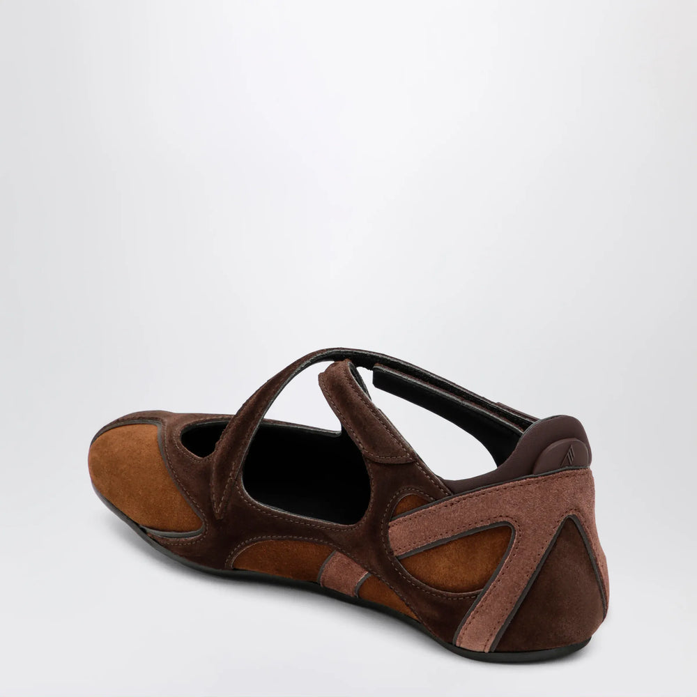 The Attico - Floor 01 suede ballerina-sneaker flats in brown Brand Apparel & Accessories > Shoes