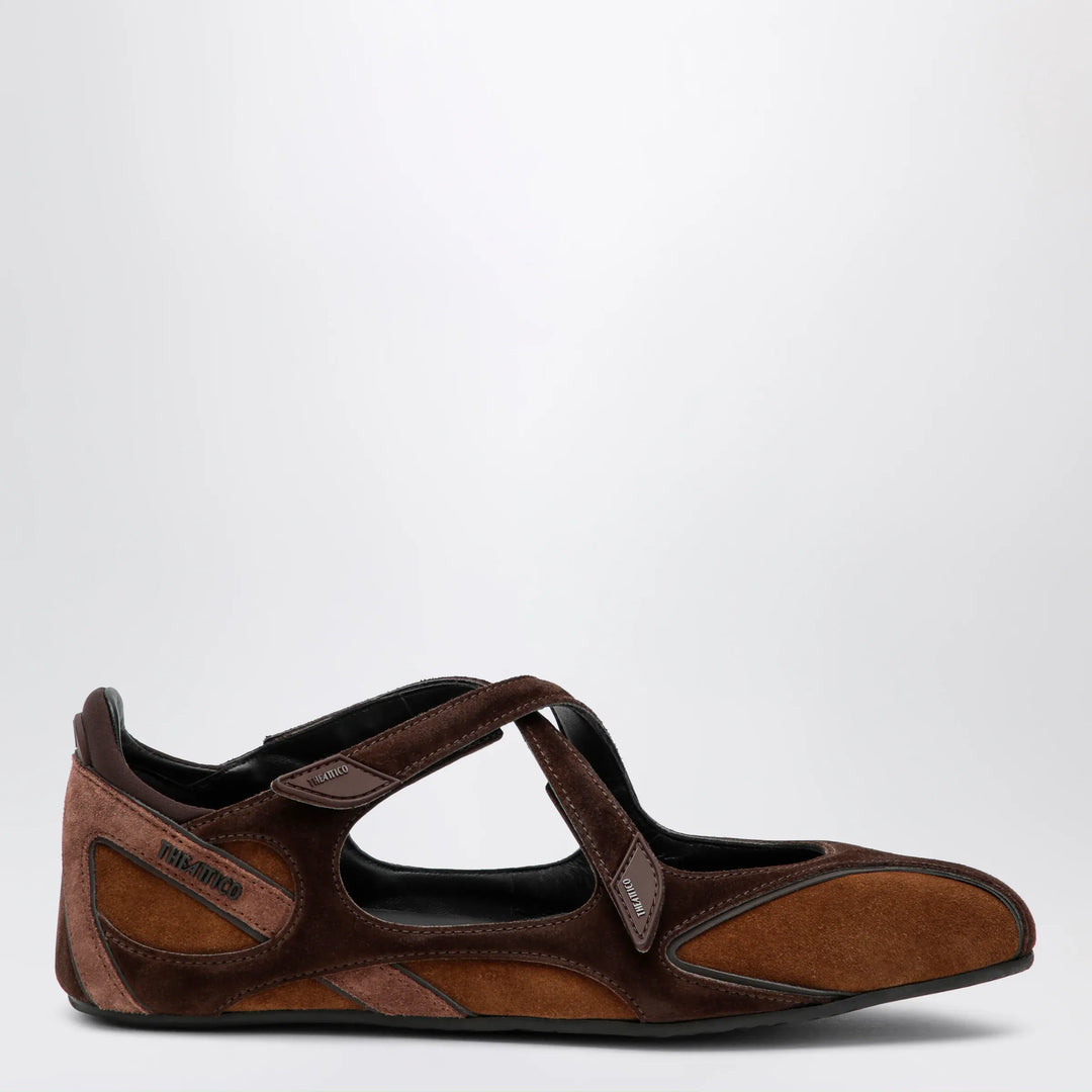 The Attico - Floor 01 suede ballerina-sneaker flats in brown Brand Apparel &amp; Accessories > Shoes