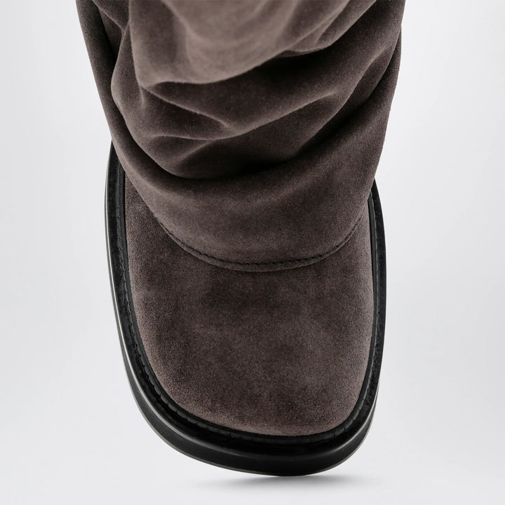The Attico - Robin combat boots in suede, dark grey Brand Apparel &amp; Accessories > Shoes