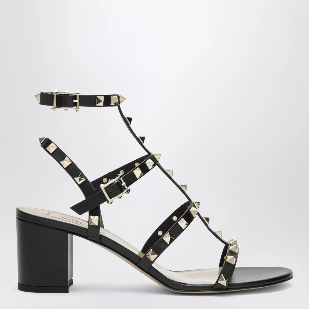 Valentino Garavani - Rockstud calfskin leather sandals with studs in black Brand Apparel &amp; Accessories > Shoes