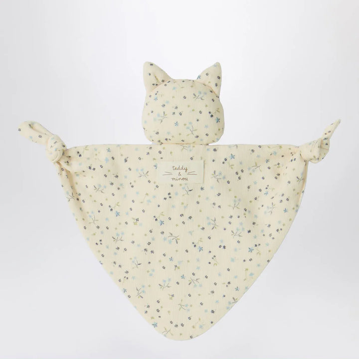 Teddy &amp; Minou - Avio blue floral doudou with kitten Brand Apparel &amp; Accessories U