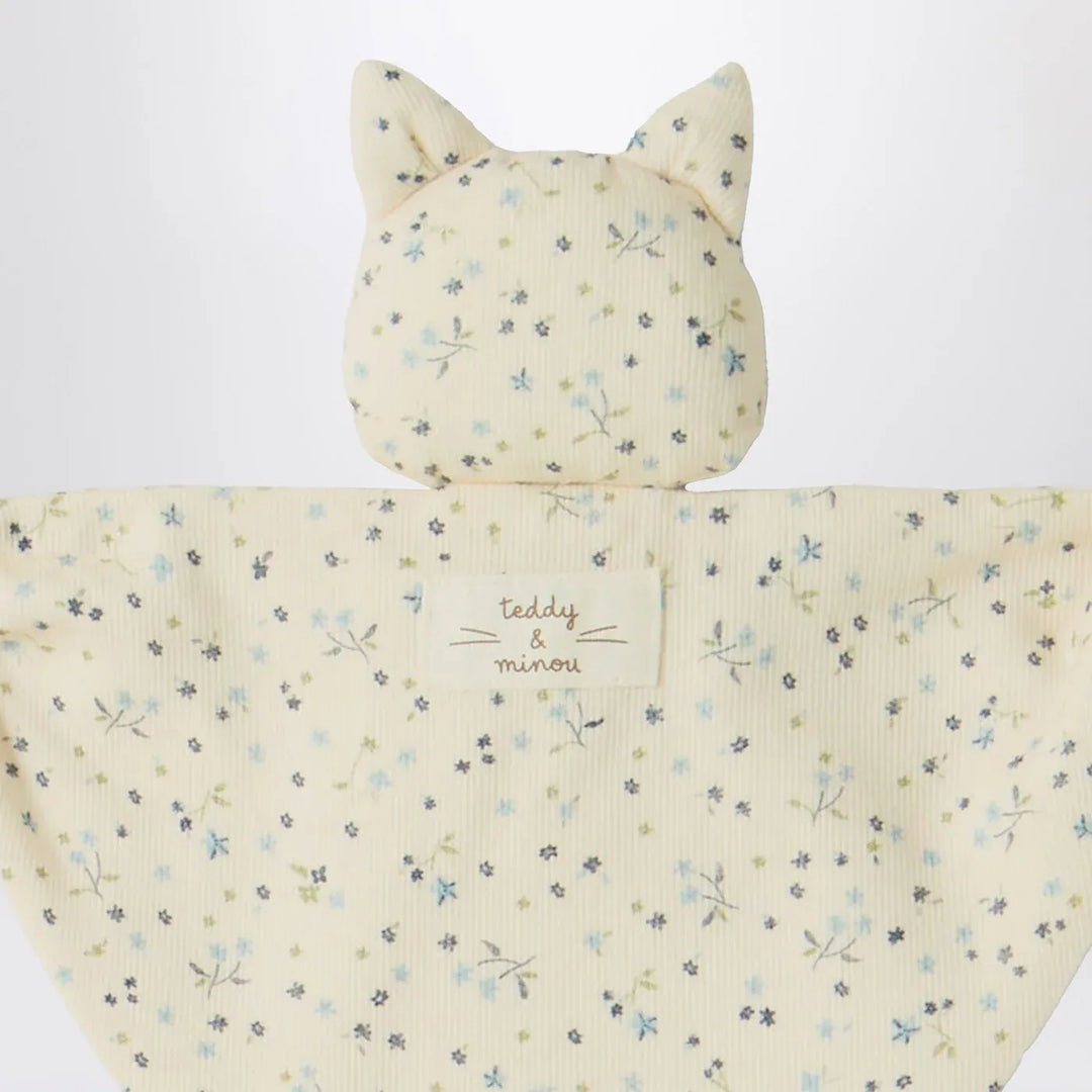 Teddy &amp; Minou - Avio blue floral doudou with kitten Brand Apparel &amp; Accessories U