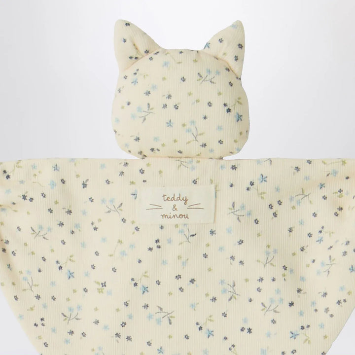 Teddy &amp; Minou - Avio blue floral doudou with kitten Brand Apparel &amp; Accessories U