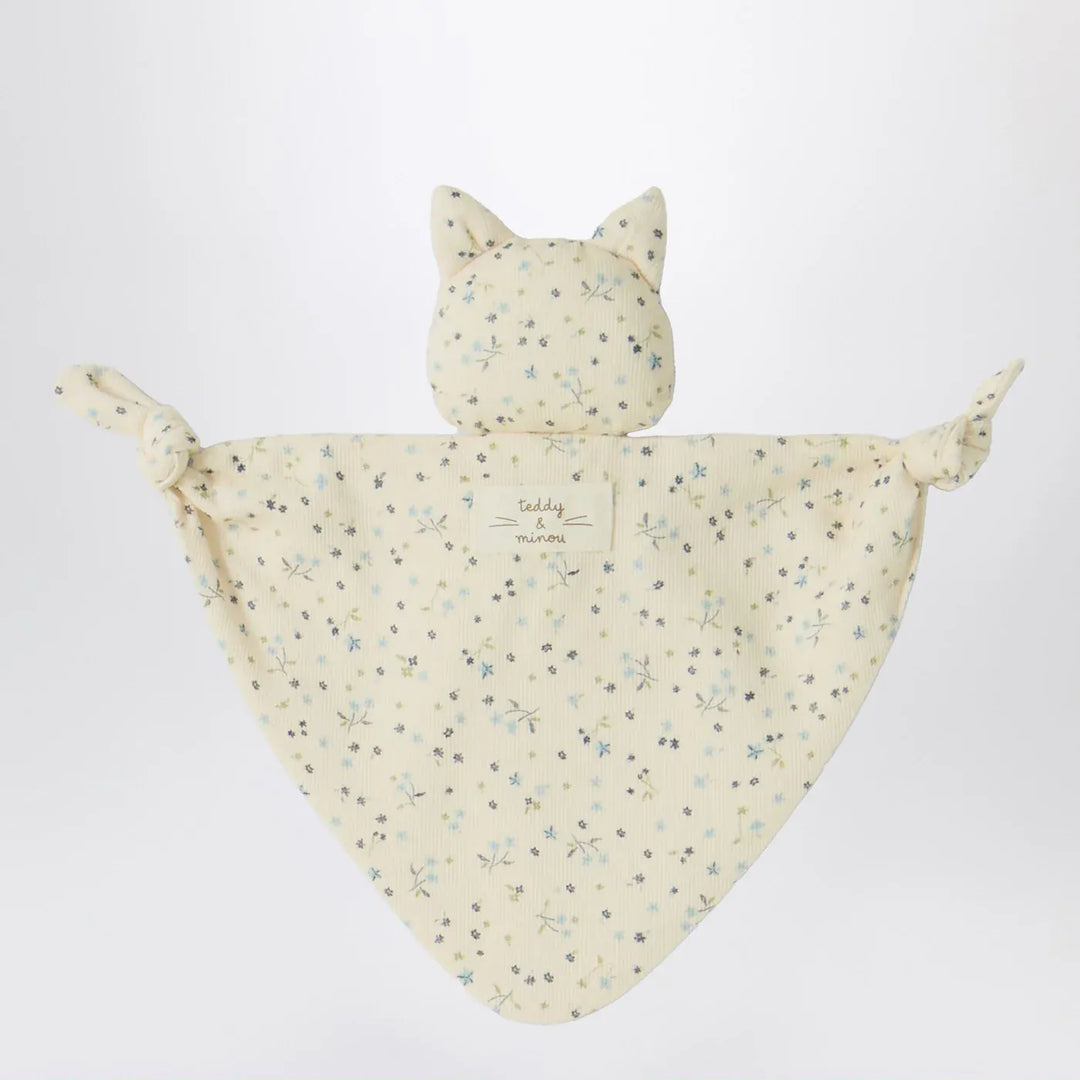 Teddy &amp; Minou - Avio blue floral doudou with kitten Brand Apparel &amp; Accessories U