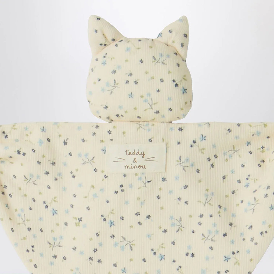 Teddy &amp; Minou - Avio blue floral doudou with kitten Brand Apparel &amp; Accessories U