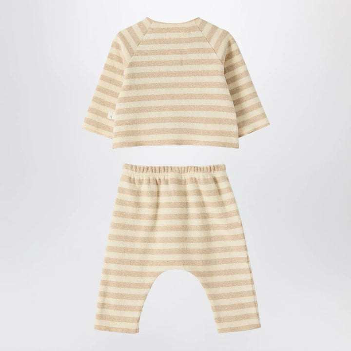 Teddy &amp; Minou - Two-piece beige striped knit set Brand Apparel &amp; Accessories 12/18M