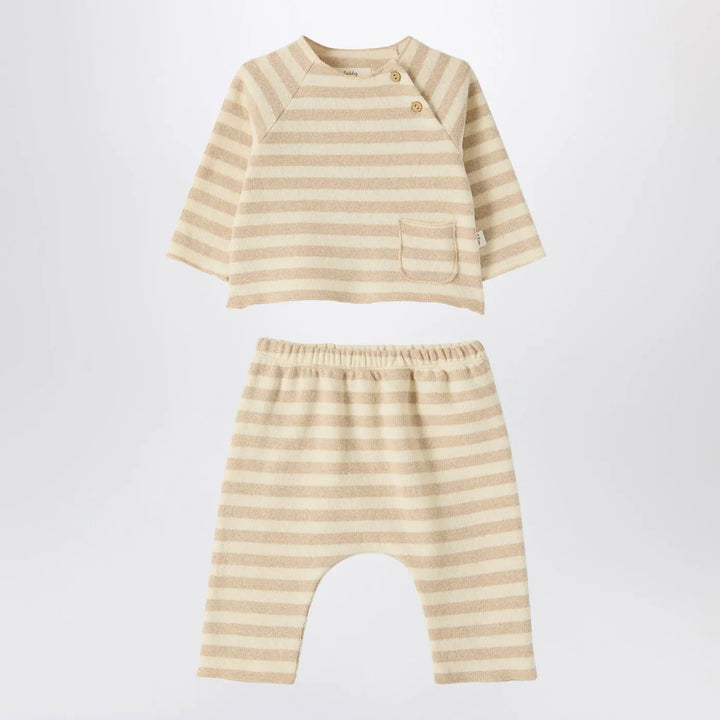 Teddy &amp; Minou - Two-piece beige striped knit set Brand Apparel &amp; Accessories 12/18M