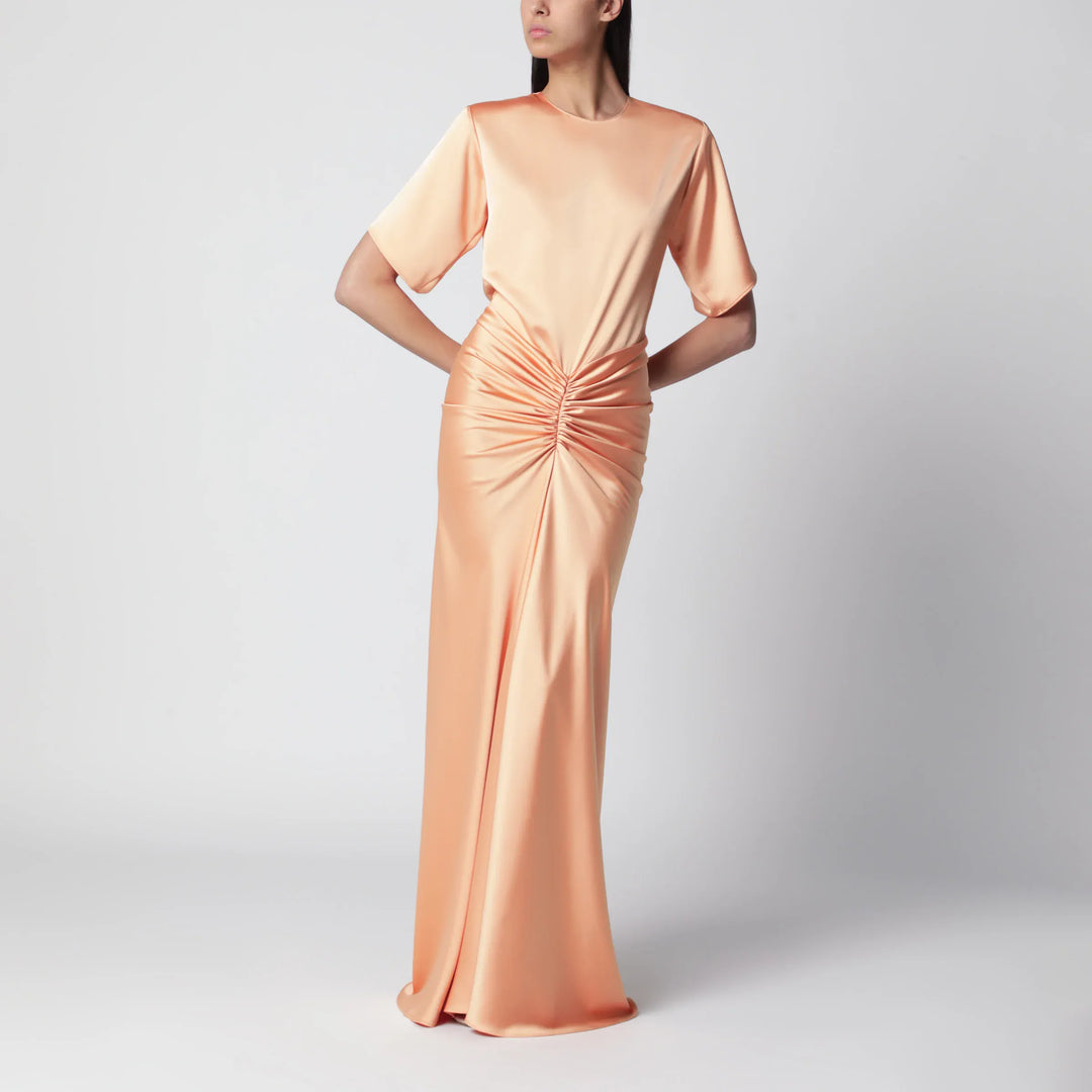 THE ANDAMANE - Iris long satin dress in peach Brand Apparel &amp; Accessories