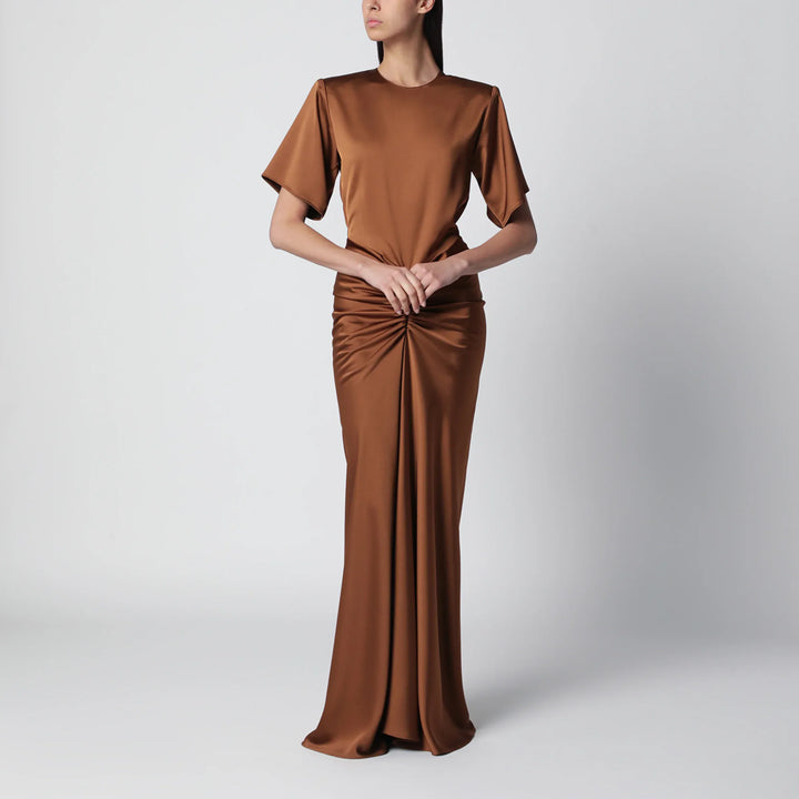 THE ANDAMANE - Long Iris dress in bronze with gathered waist Brand Apparel &amp; Accessories 38  IT