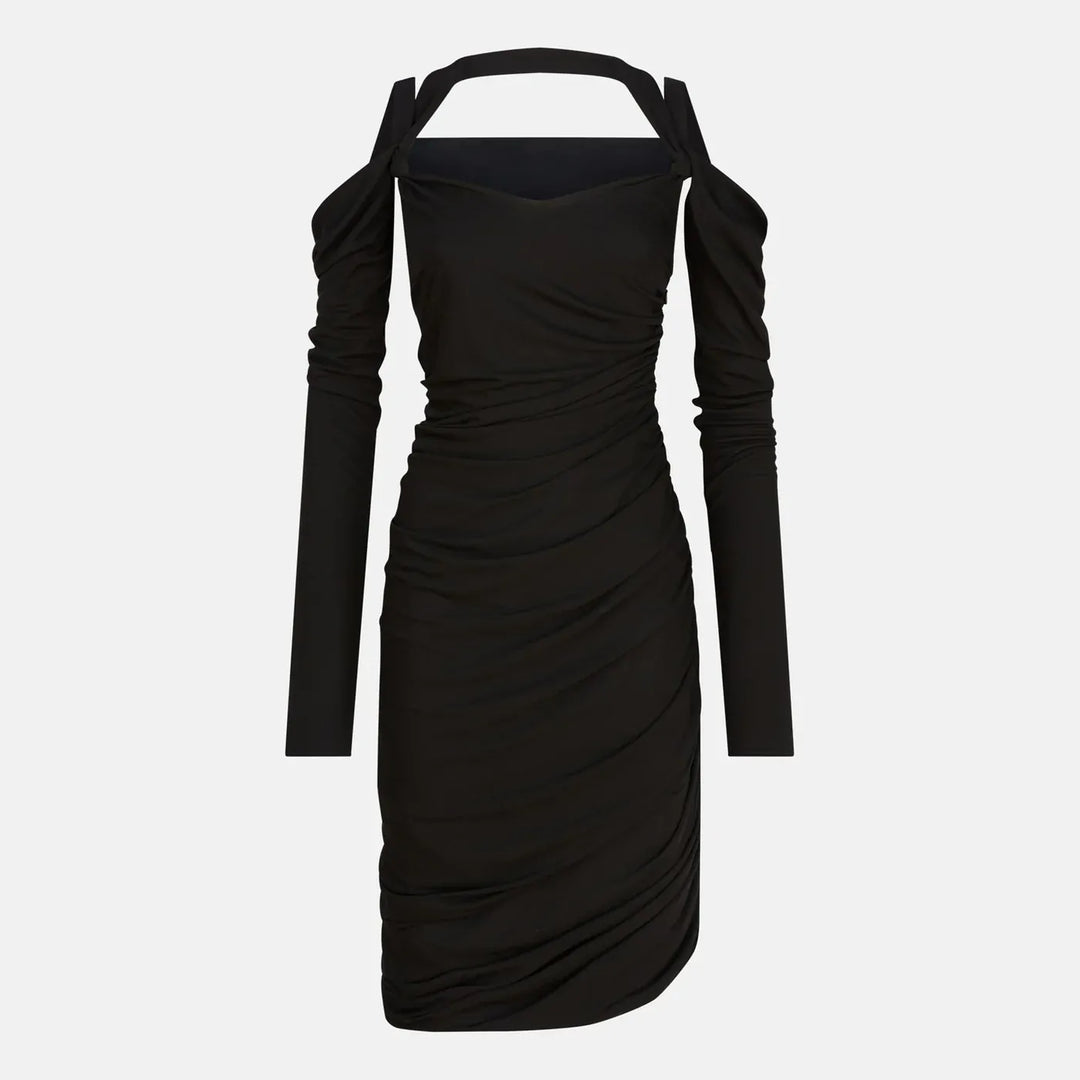 The Attico - Black midi dress in viscose crêpe Brand Apparel &amp; Accessories 40  IT
