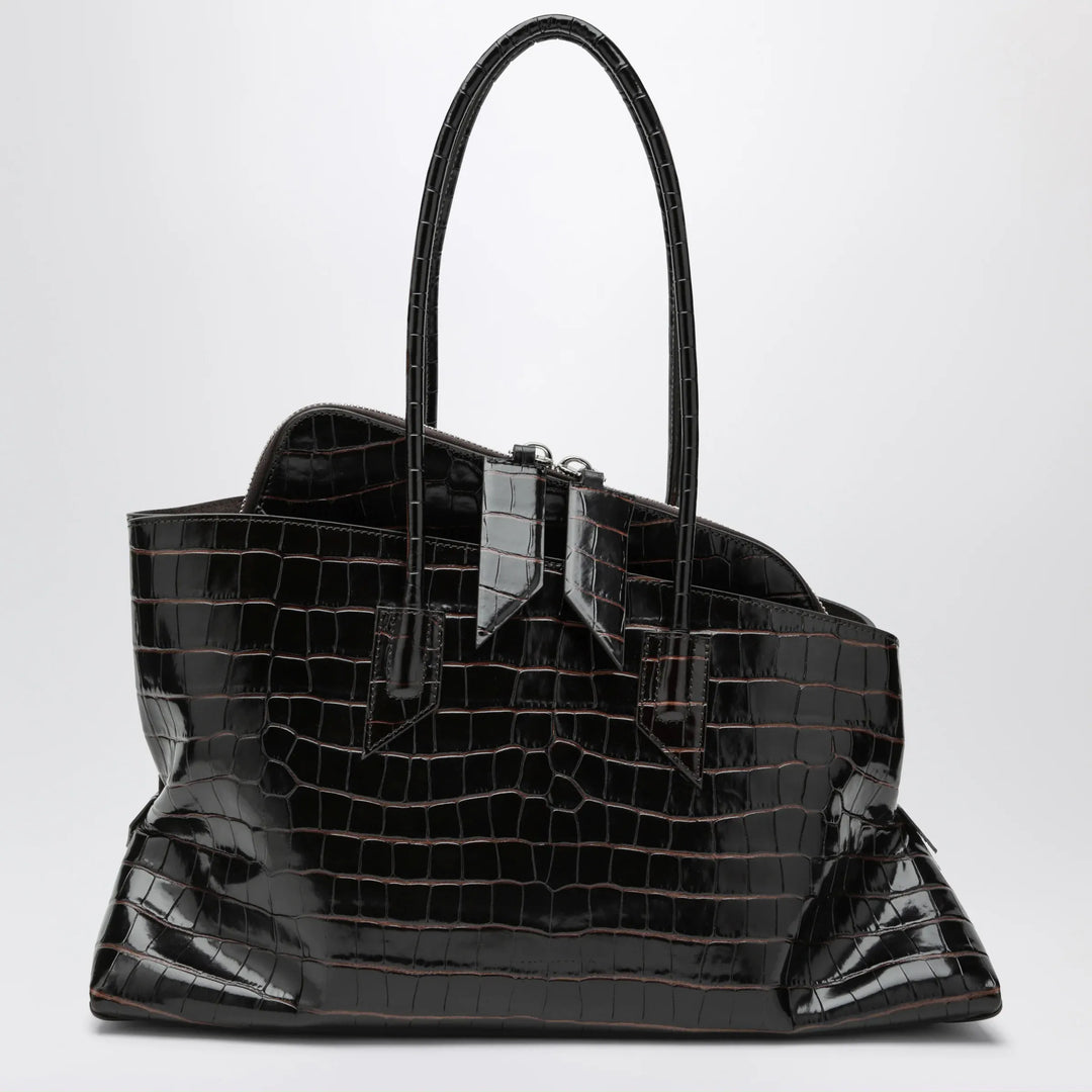 The Attico - La Passeggiata Medium bag in coffee crocodile-print leather Brand Apparel &amp; Accessories U