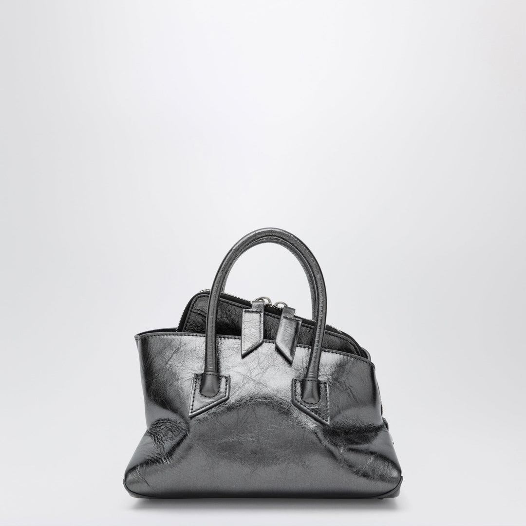 Apparel &amp; Accessories TU The Attico - La Passeggiata Mini dark grey cracked laminated leather bag Brand
