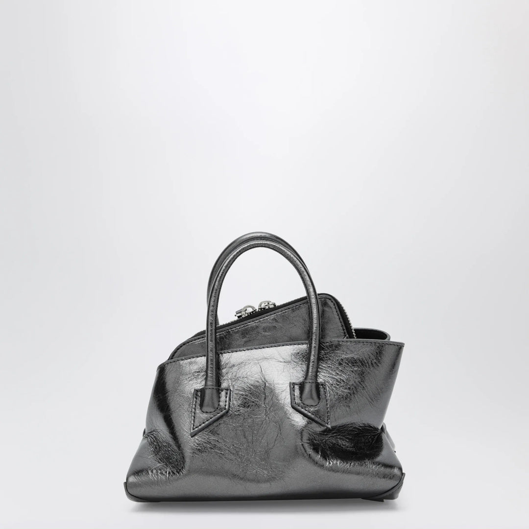 The Attico - La Passeggiata Mini dark grey cracked laminated leather bag Brand Apparel &amp; Accessories TU