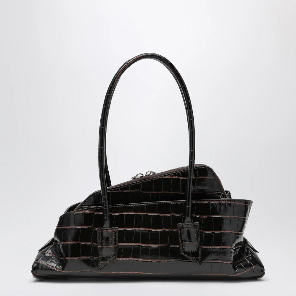 The Attico - La Passeggiata Small bag in coffee crocodile-print leather Brand Apparel & Accessories U